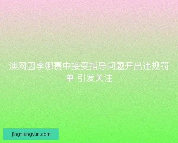 澳网因李娜赛中接受指导问题开出违规罚单 引发关注 澳网因李娜赛中接受指导问题开出违规罚单 引发关注