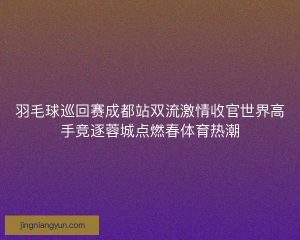 羽毛球巡回赛成都站双流激情收官世界高手竞逐蓉城点燃春体育热潮