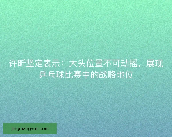 许昕坚定表示：大头位置不可动摇，展现乒乓球比赛中的战略地位